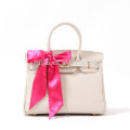 Fashion latest poly satin solid color handbag with scarf